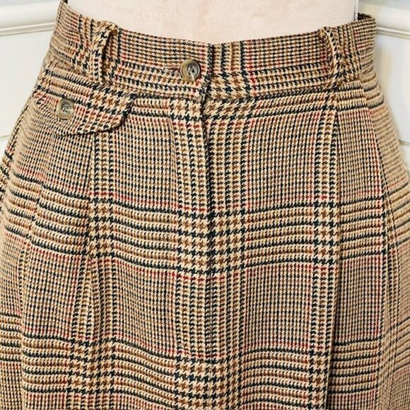 Vintage Talbots Plaid Houndstooth Lambswool Midi Skirt Small 4 - Picture 3 of 10